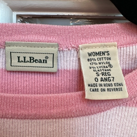 Vintage L.L Bean Dark & Light Pink Stripe Cotton Sweater Top Blouse Size Small S - Picture 7 of 12